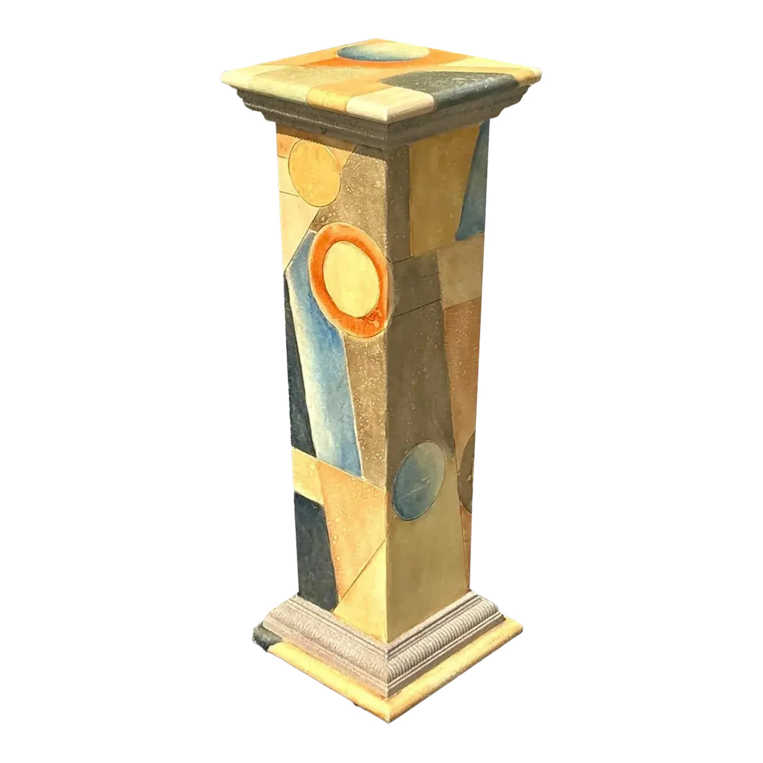 Vintage Boho Hand Painted Geometric Pedestal — additional photo 5
