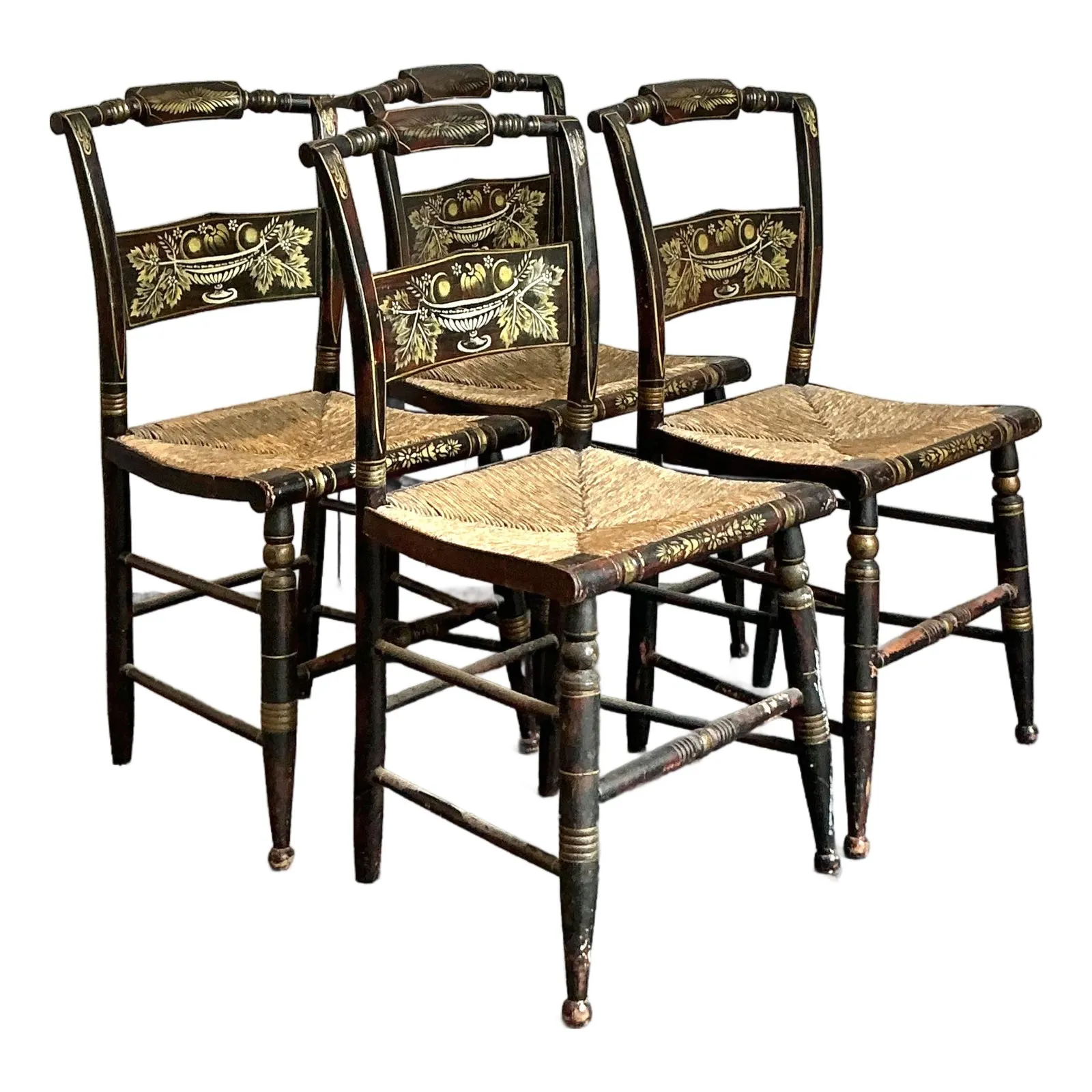 Vintage Boho Hand Painted Hitchcock Chairs - Set of Four — additional photo 1