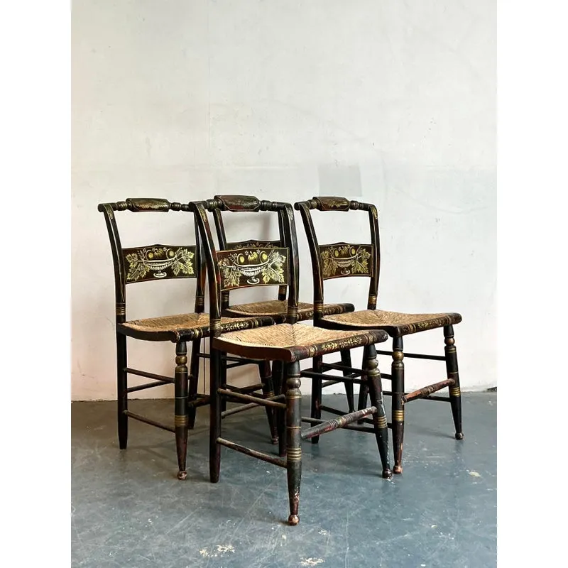 Vintage Boho Hand Painted Hitchcock Chairs - Set of Four — additional photo 2