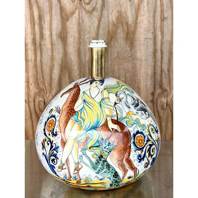 Vintage Boho Hand Painted Lamp — additional photo 1