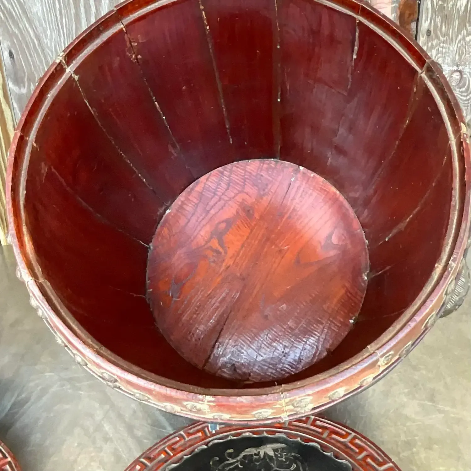 Vintage Boho Hand Painted Lidded Drums - a Pair — additional photo 7
