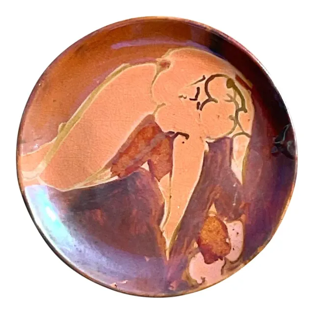 Vintage Boho Hand Painted Nude Studio Pottery Plate — additional photo 1