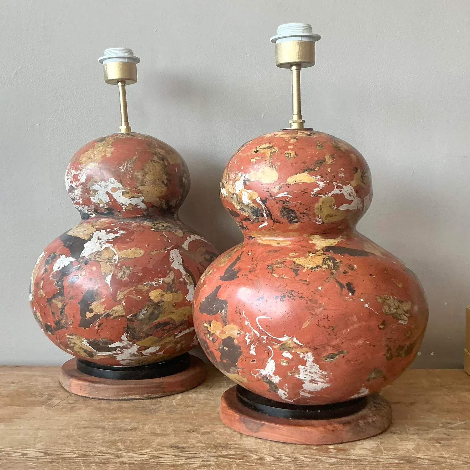 Vintage Boho Hand Painted Scagliola Lamps - A Pair — additional photo 3