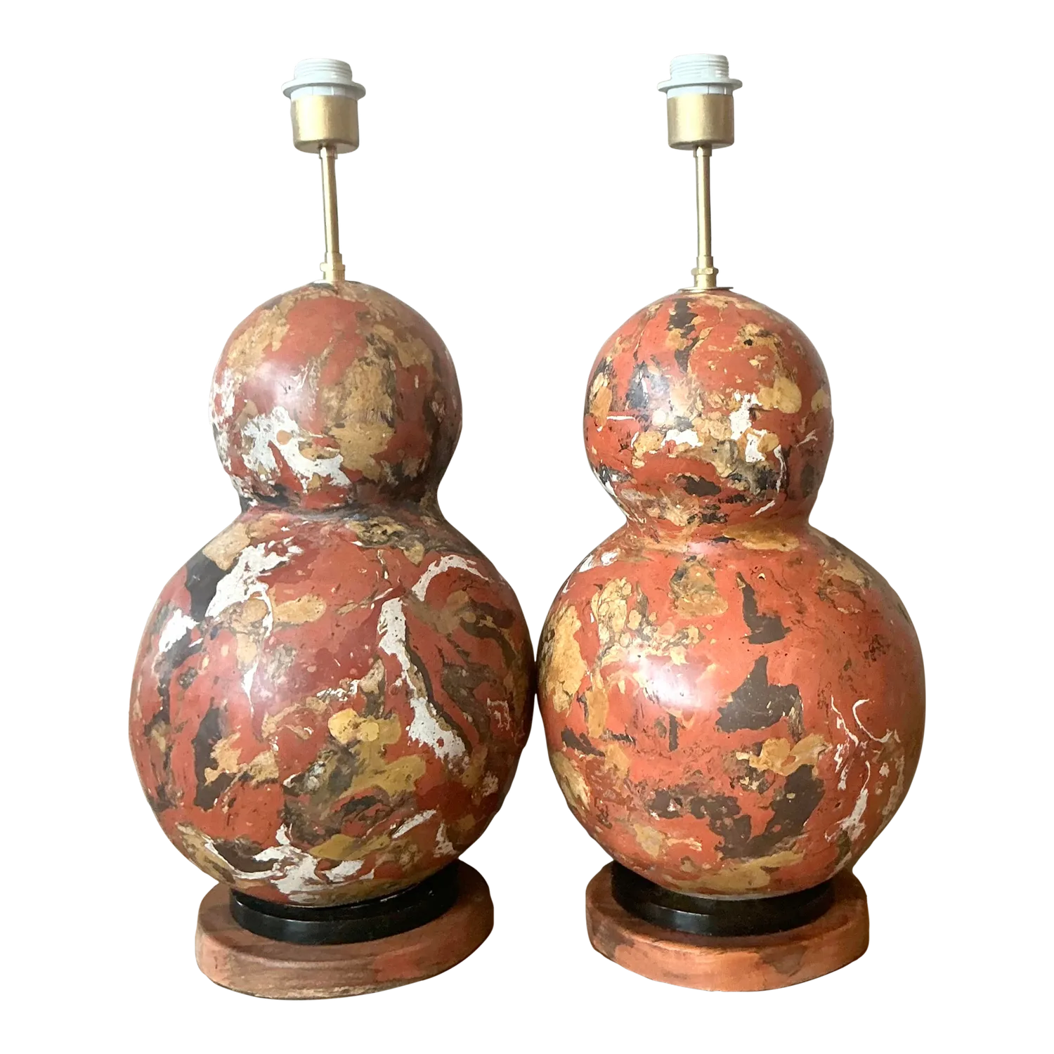 Vintage Boho Hand Painted Scagliola Lamps - A Pair — additional photo 5