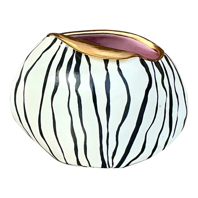 Vintage Boho Hand Painted Stripes Vase — additional photo 1