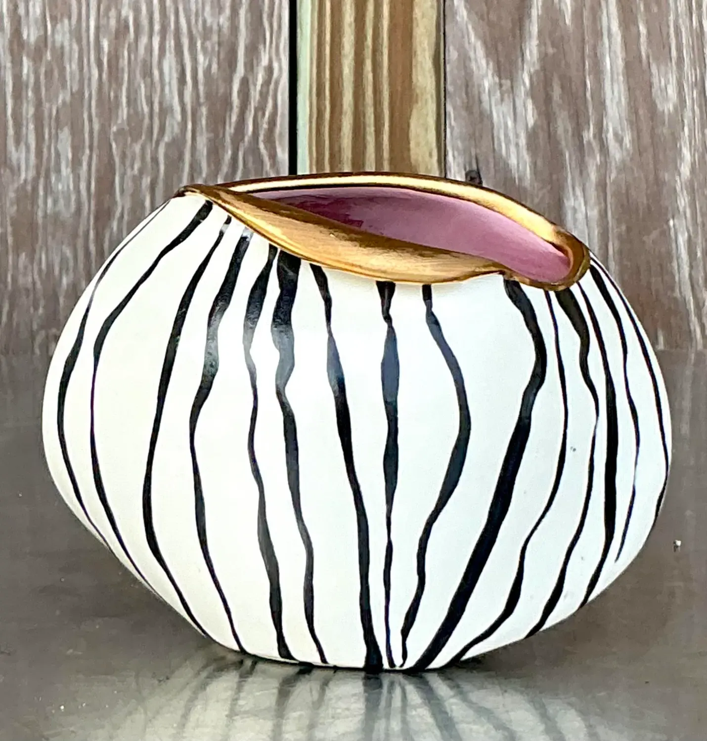 Vintage Boho Hand Painted Stripes Vase — additional photo 4