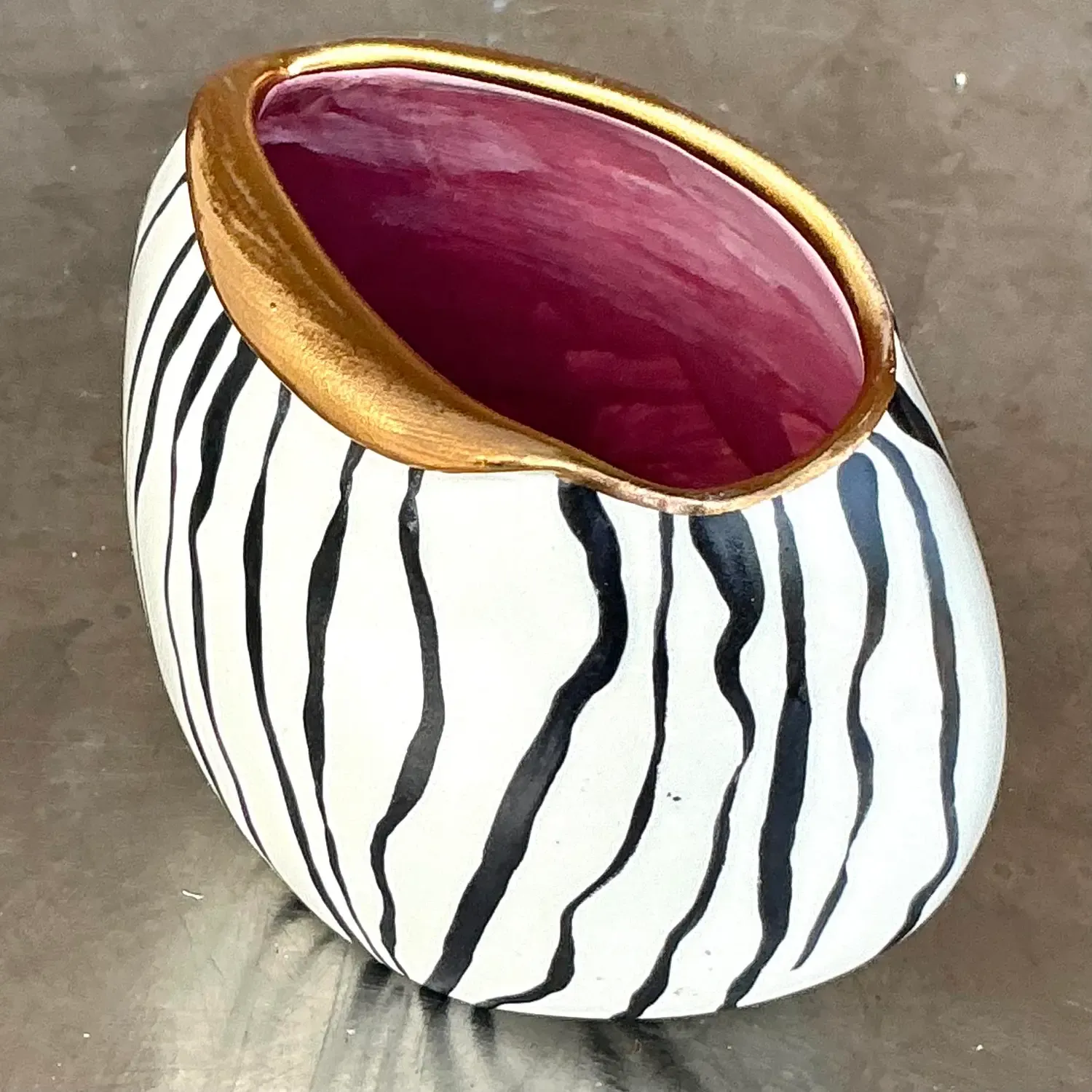 Vintage Boho Hand Painted Stripes Vase — additional photo 5