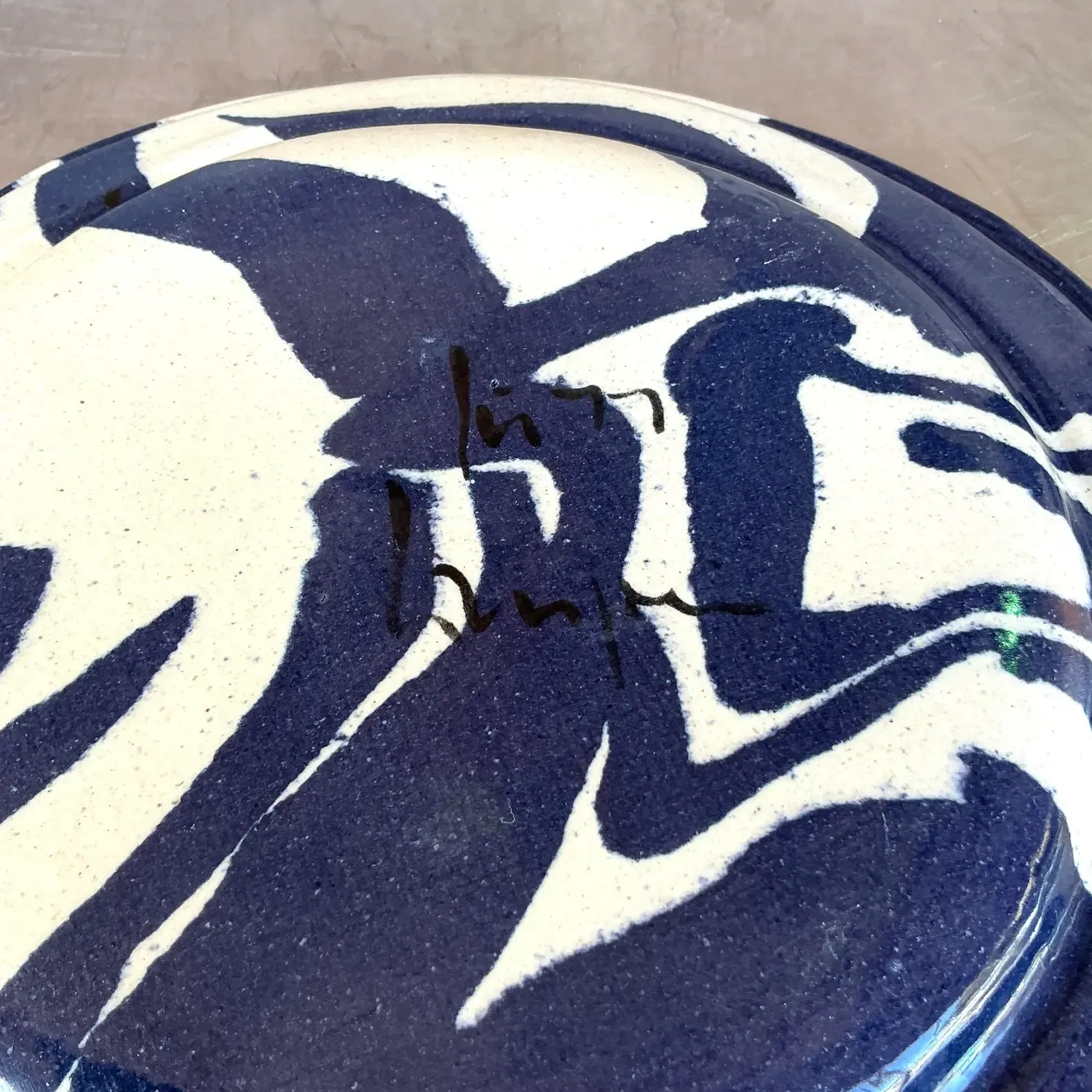 Vintage Boho Hand Painted Studio Pottery Plate — additional photo 6