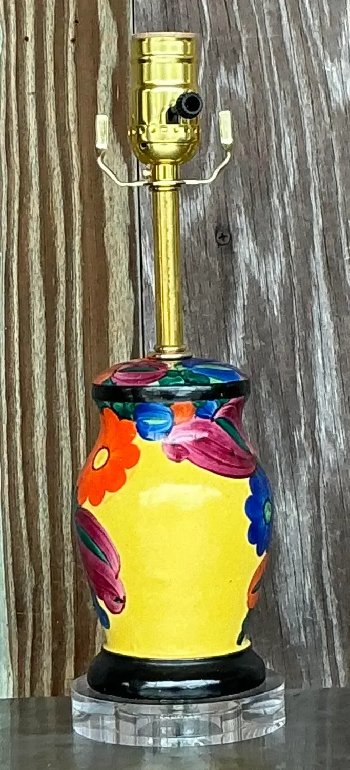 Vintage Boho Hand Painted Vanity Lamp — additional photo 2