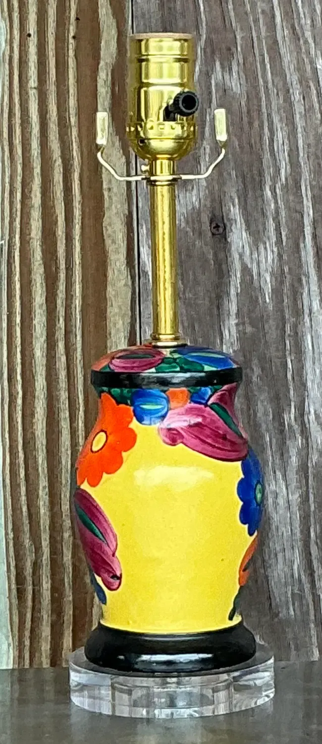 Vintage Boho Hand Painted Vanity Lamp — additional photo 3