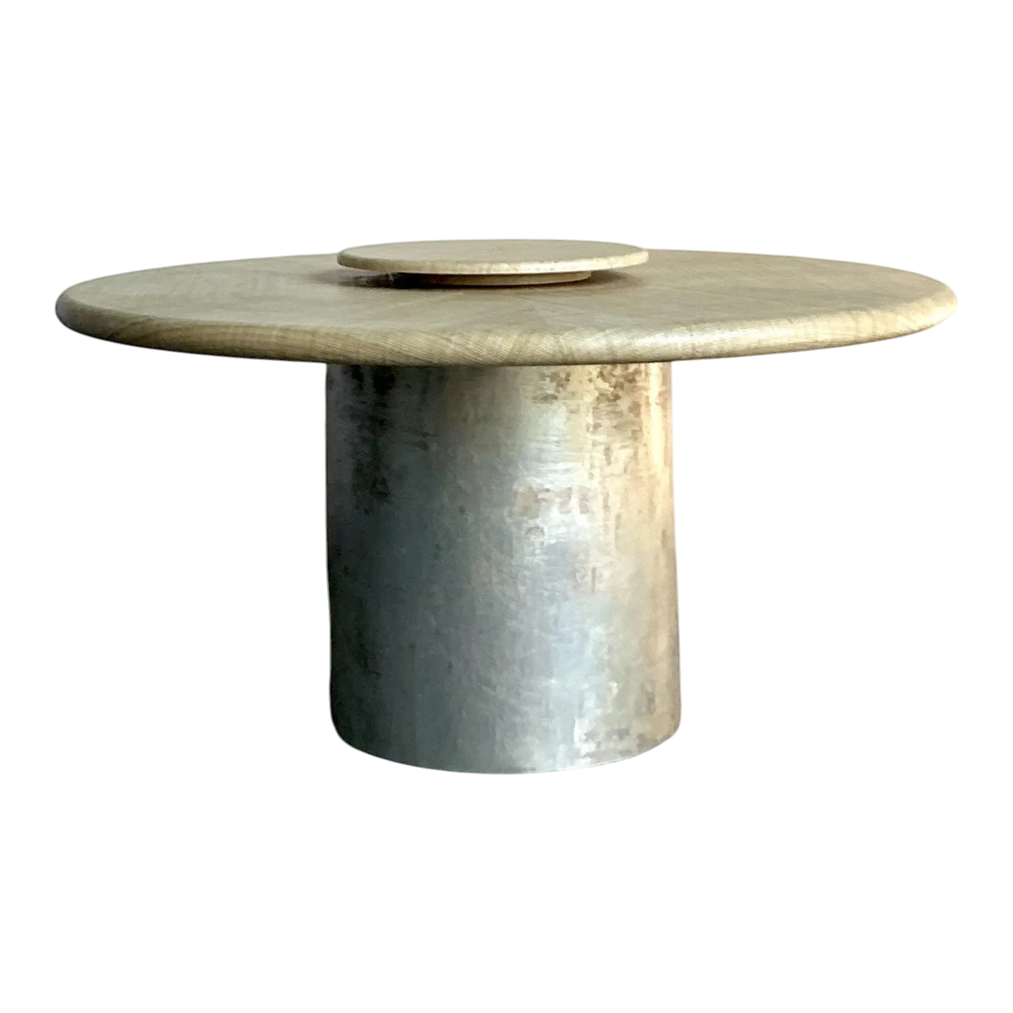 Vintage Boho Harrison Van Horn Grasscloth Dining Table With a Custom Metallic Pedestal