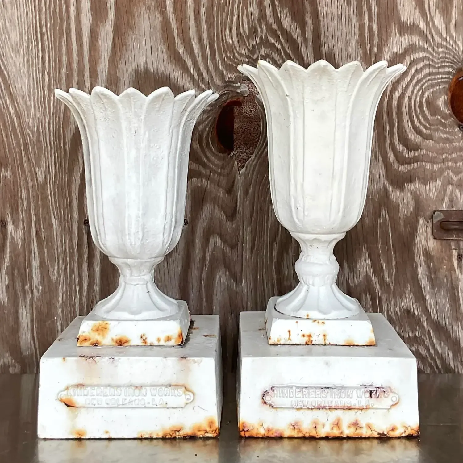 Vintage Boho Henderson Iron Works Petal Urns - Set of Two — additional photo 4