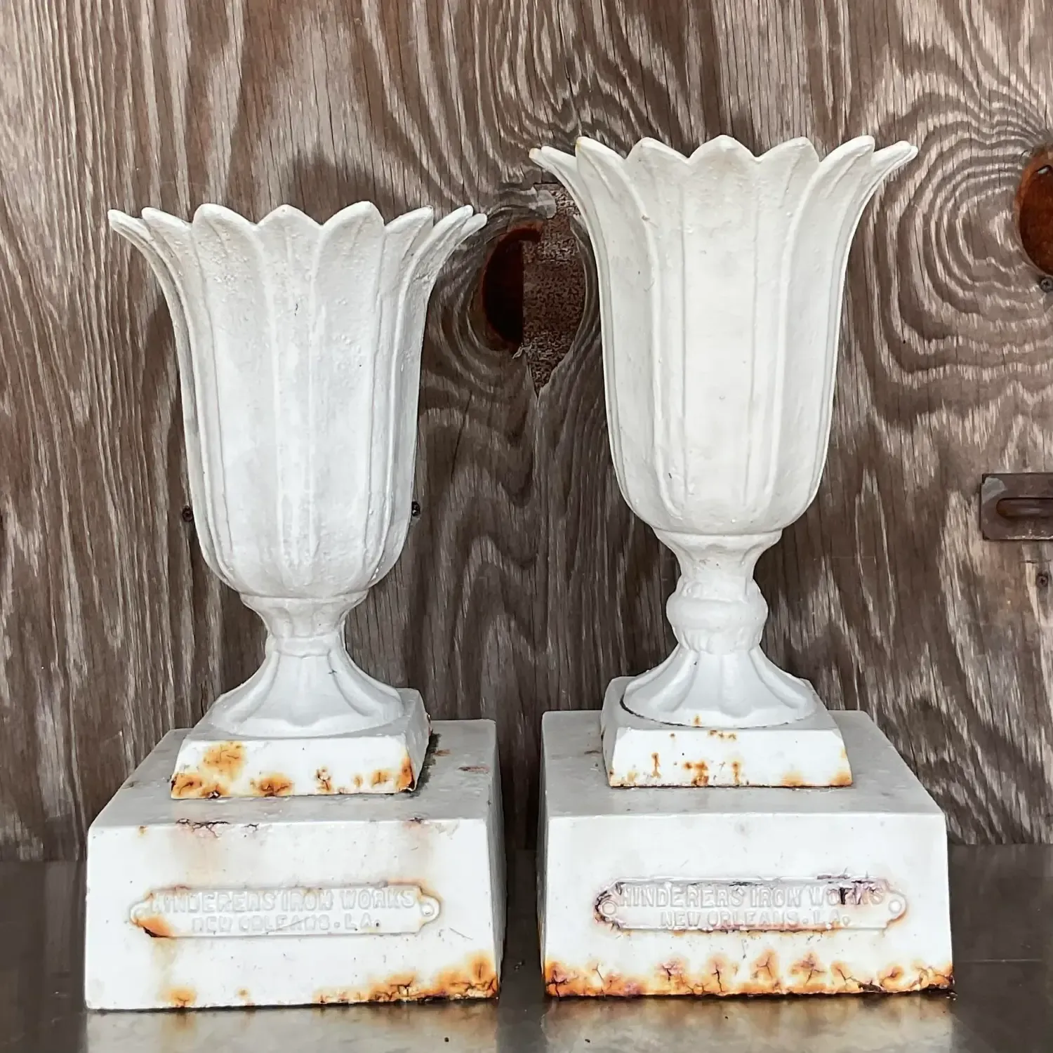 Vintage Boho Henderson Iron Works Petal Urns - Set of Two — additional photo 6