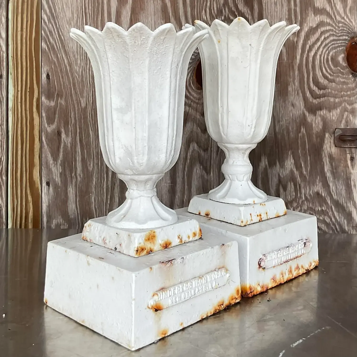 Vintage Boho Henderson Iron Works Petal Urns - Set of Two — additional photo 7