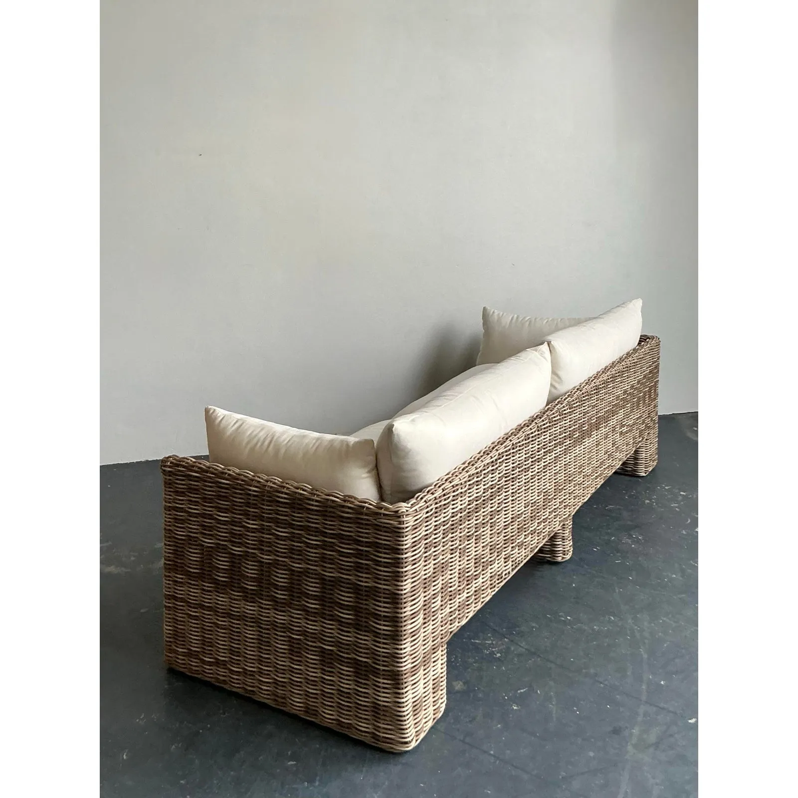 Vintage Boho Holt Woven Resin Rattan Outdoor Sofa — additional photo 1