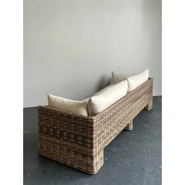 Vintage Boho Holt Woven Resin Rattan Outdoor Sofa — additional photo 1