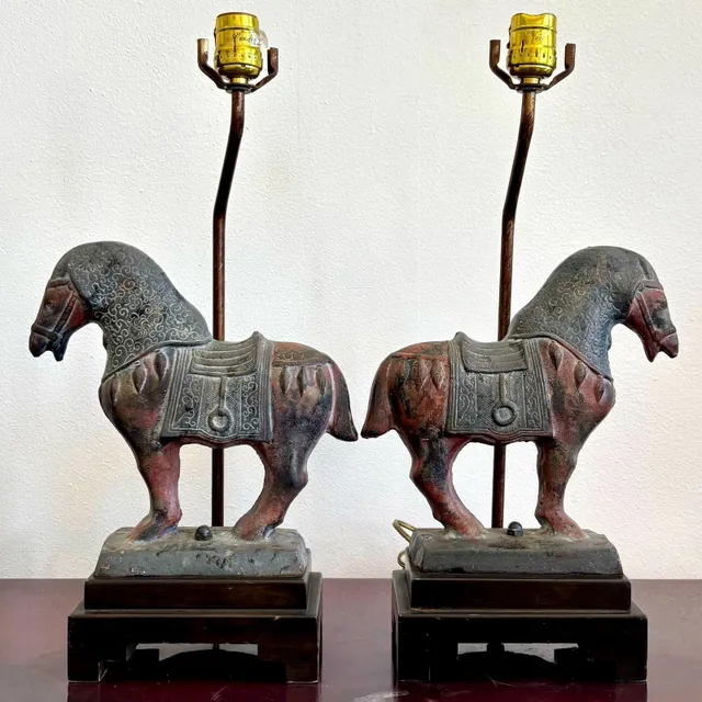 Vintage Boho Horse Lamp Pair — additional photo 2