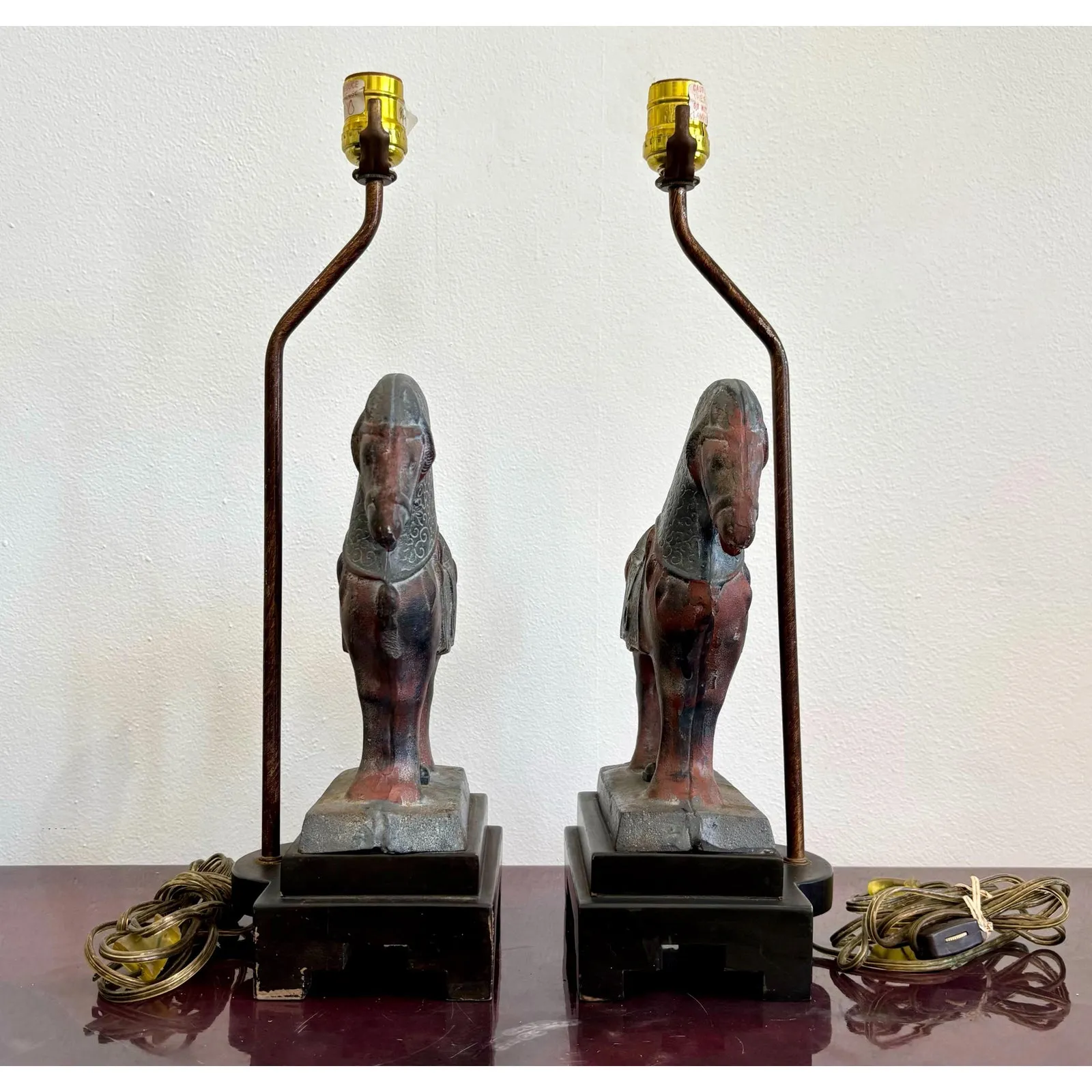Vintage Boho Horse Lamp Pair — additional photo 3