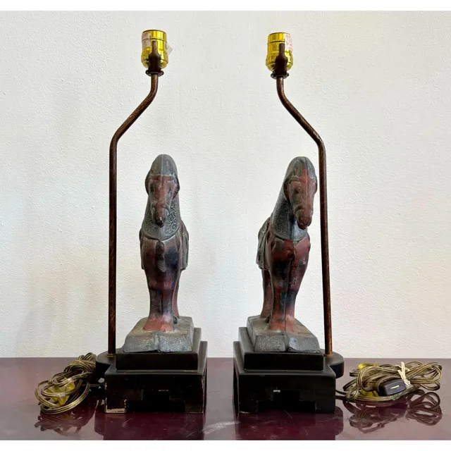 Vintage Boho Horse Lamp Pair — additional photo 3