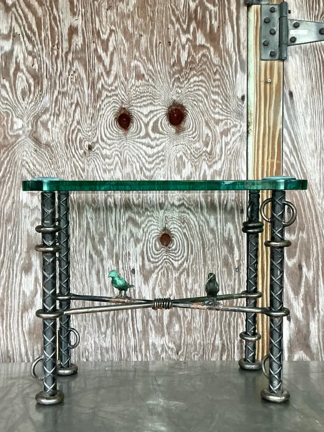 Vintage Boho Ilana Goor Rebar Birds Side Table — additional photo 7