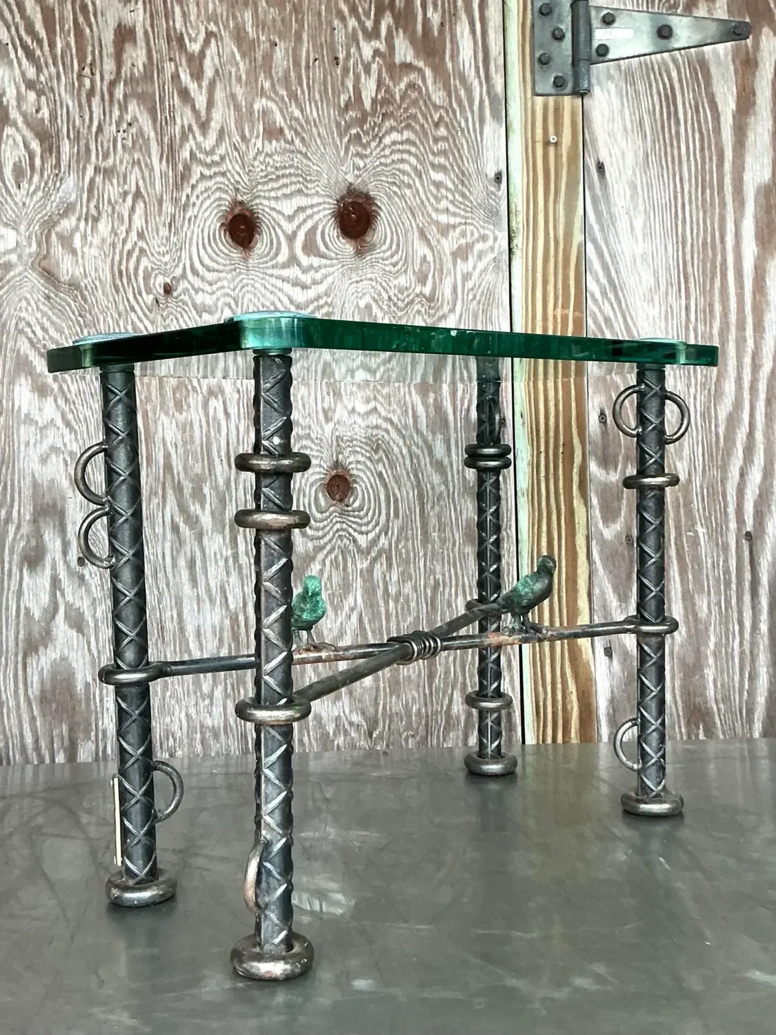 Vintage Boho Ilana Goor Rebar Birds Side Table — additional photo 5