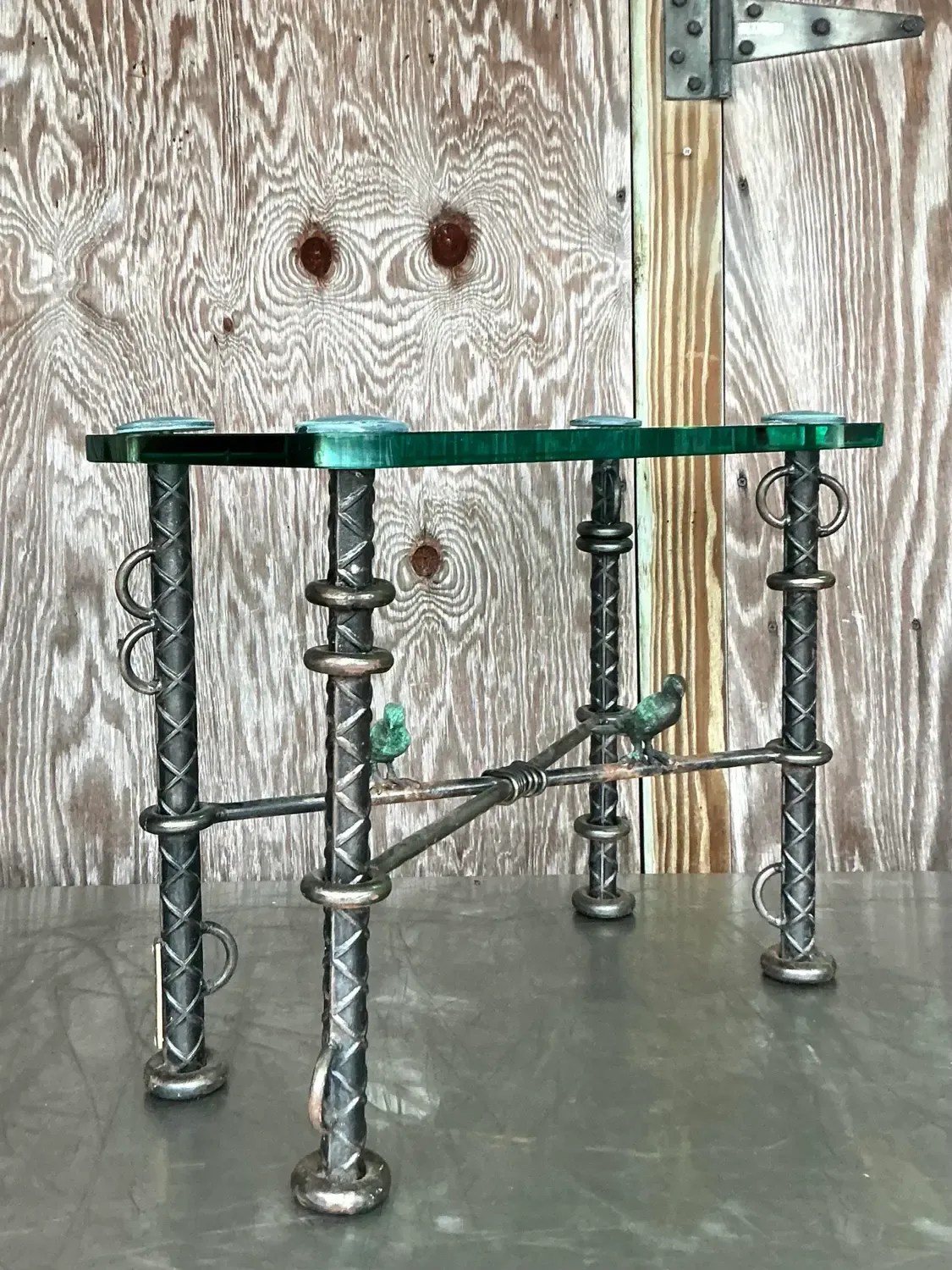 Vintage Boho Ilana Goor Rebar Birds Side Table — additional photo 8