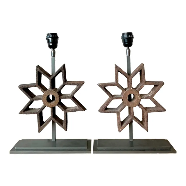 Vintage Boho Industrial Star Mold Lamps - A Pair — additional photo 1