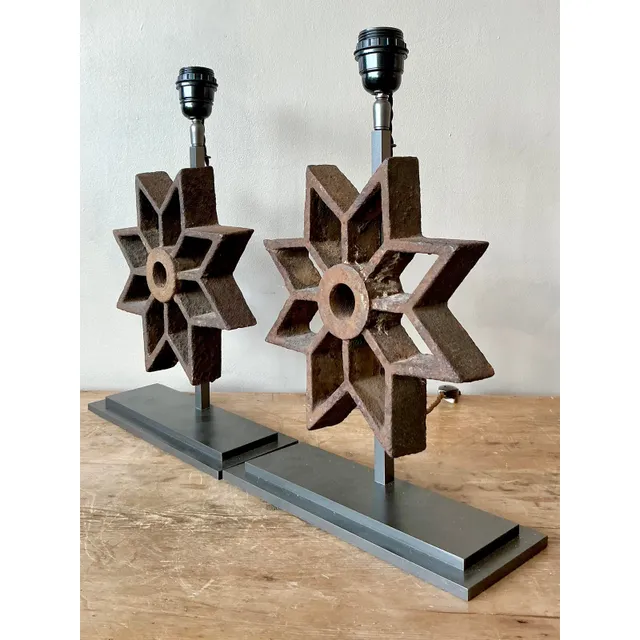 Vintage Boho Industrial Star Mold Lamps - A Pair — additional photo 2