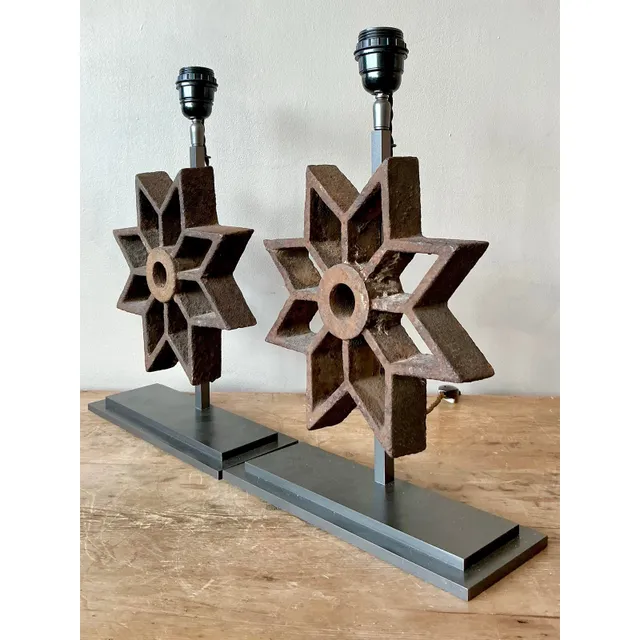 Vintage Boho Industrial Star Mold Lamps - A Pair — additional photo 3