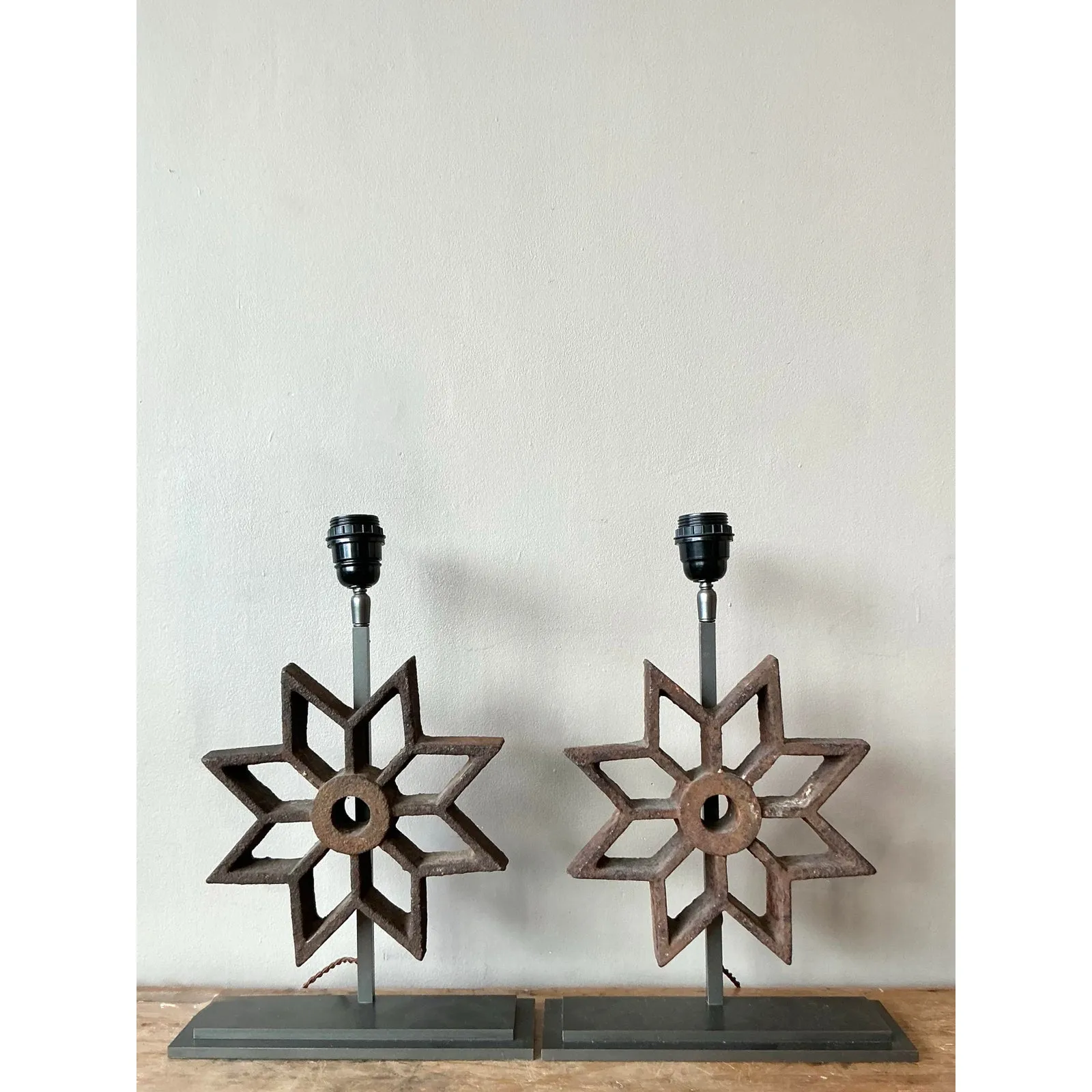 Vintage Boho Industrial Star Mold Lamps - A Pair — additional photo 5