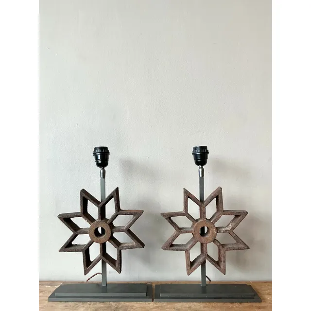 Vintage Boho Industrial Star Mold Lamps - A Pair — additional photo 5