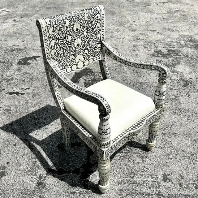 Vintage Boho Inlay Lounge Arm Chair — additional photo 1