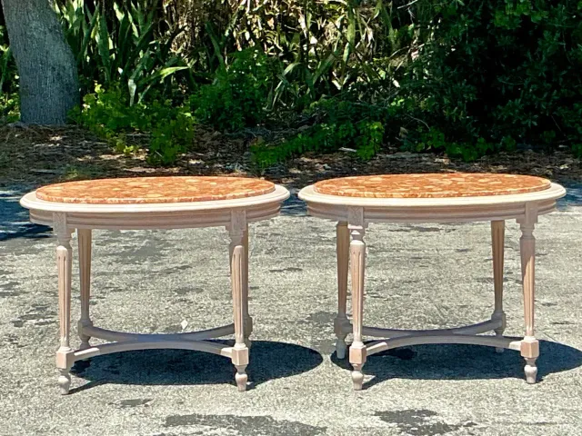 Vintage Boho Inset Stone Side Tables - A Pair — additional photo 2