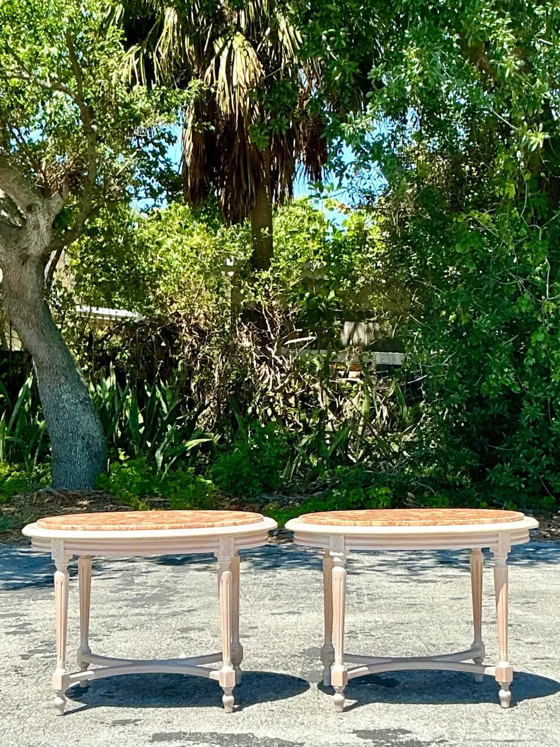 Vintage Boho Inset Stone Side Tables - A Pair — additional photo 6