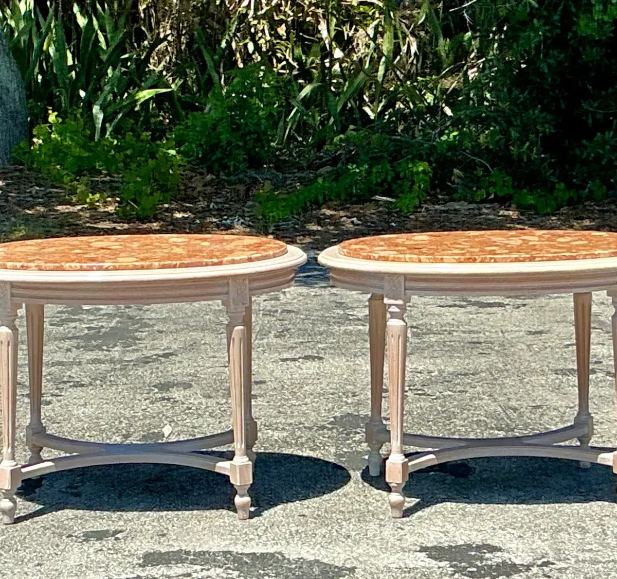 Vintage Boho Inset Stone Side Tables - A Pair — additional photo 7