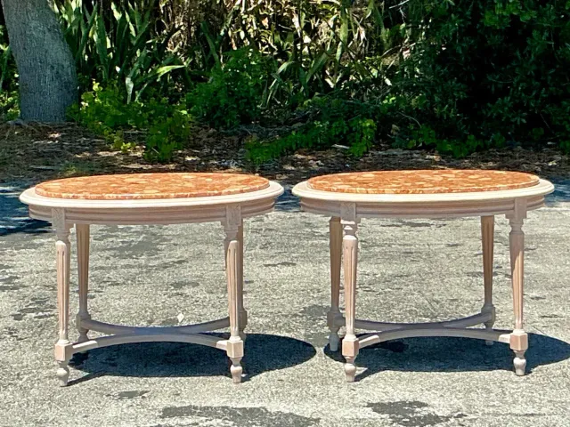 Vintage Boho Inset Stone Side Tables - A Pair — additional photo 8