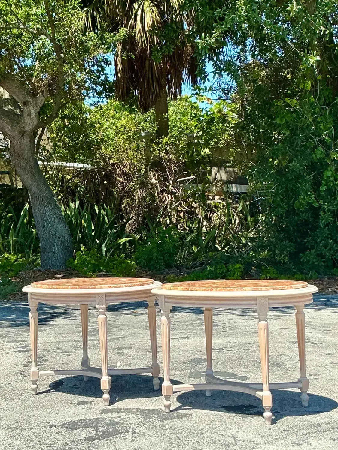Vintage Boho Inset Stone Side Tables - A Pair — additional photo 8