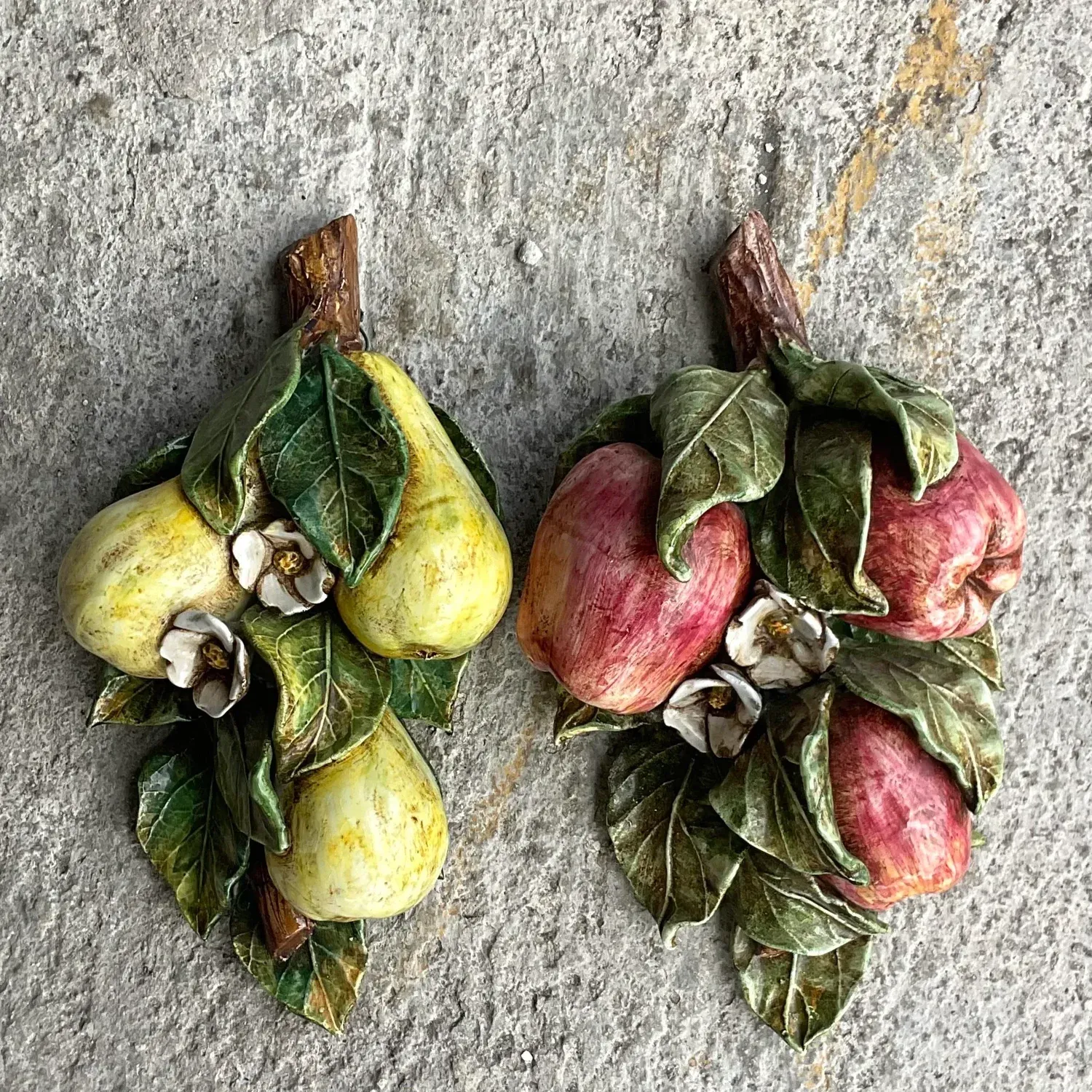 Vintage Boho Italian Glazed Ceramic Hanging Fruit - Set of 2 — additional photo 2
