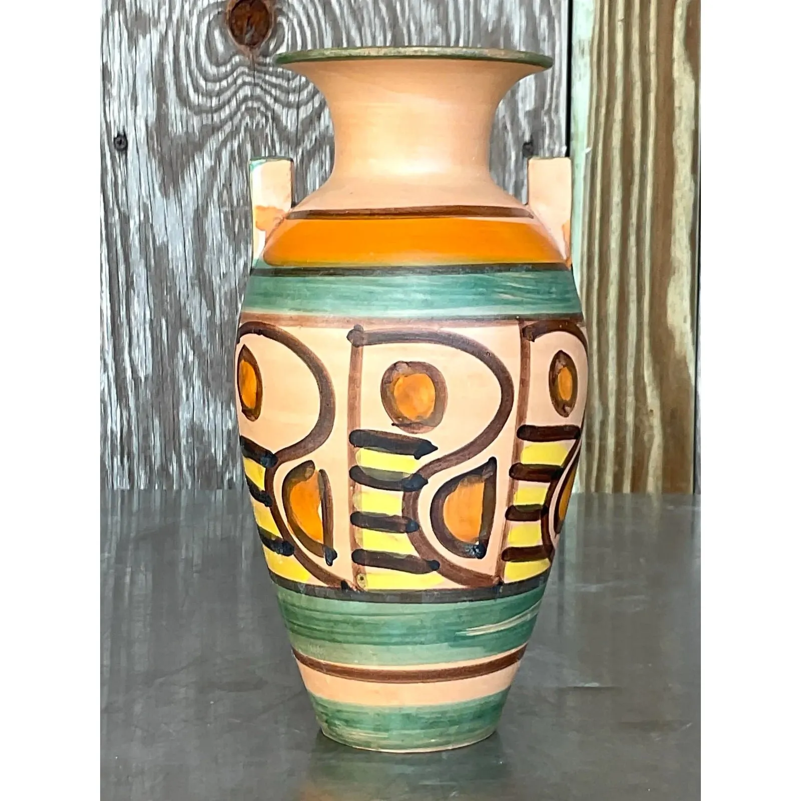 Vintage Boho Italian Hand Painted Vase — additional photo 3