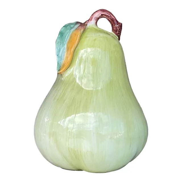 Vintage Boho Italian Large Glazed Ceramic Pear — additional photo 1