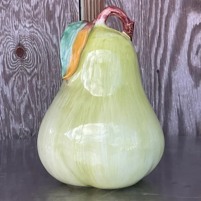Vintage Boho Italian Large Glazed Ceramic Pear — additional photo 4