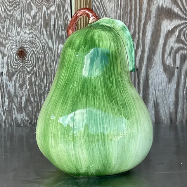Vintage Boho Italian Large Glazed Ceramic Pear — additional photo 7