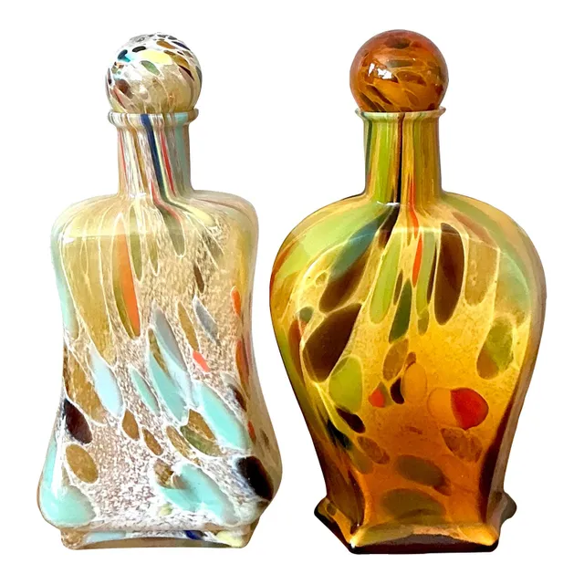Vintage Boho Italian Murano Glass Bottles - Set of 2 — additional photo 1