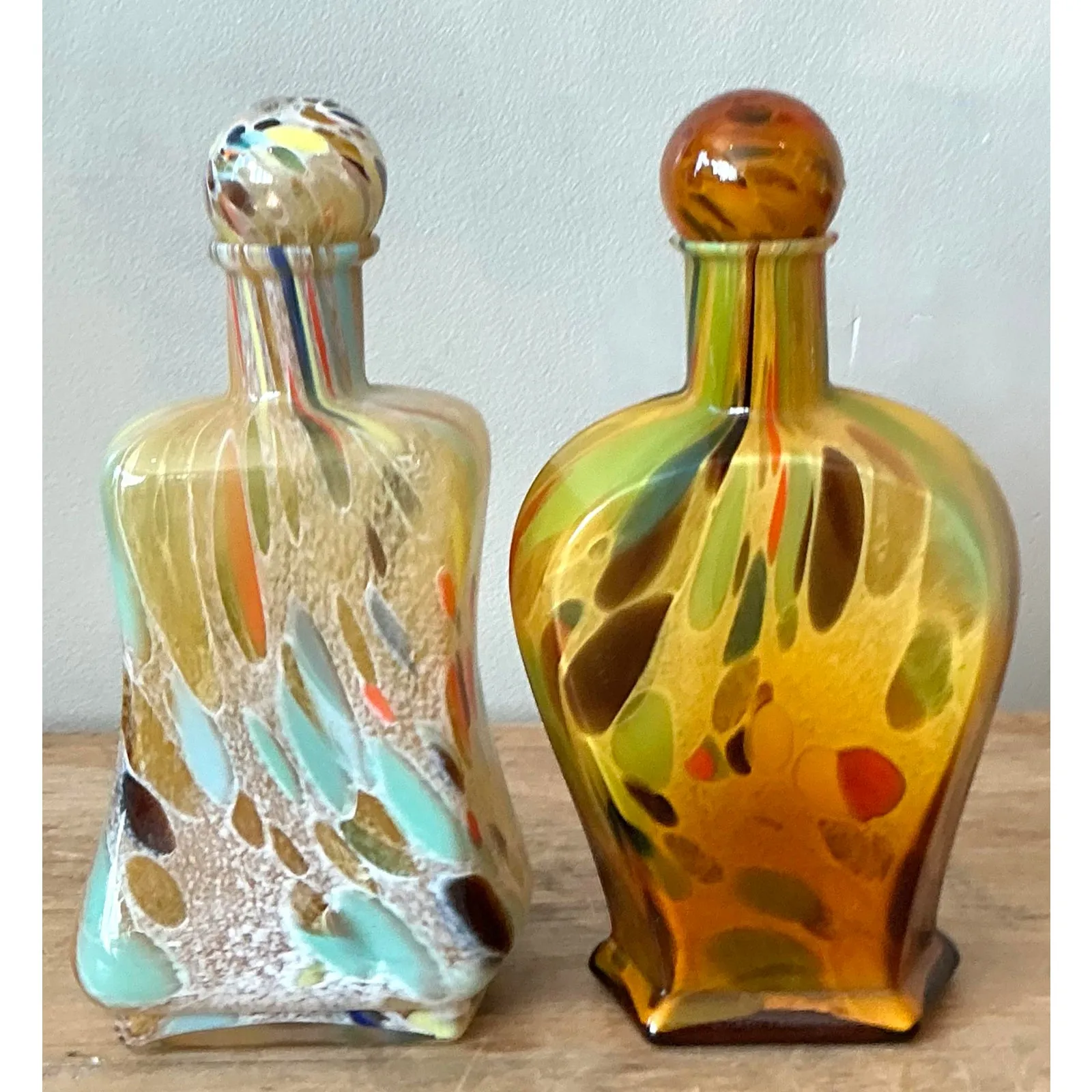 Vintage Boho Italian Murano Glass Bottles - Set of 2 — additional photo 2