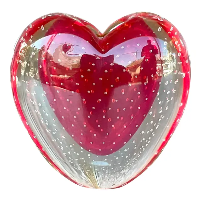 Vintage Boho Italian Ogetti Murano Glass Heart Vase — additional photo 1