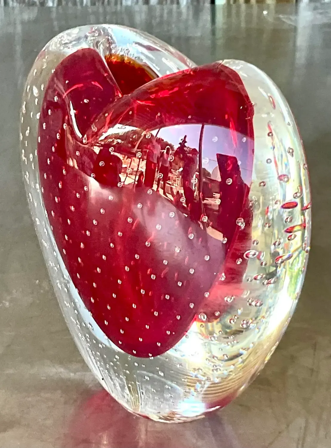 Vintage Boho Italian Ogetti Murano Glass Heart Vase — additional photo 2