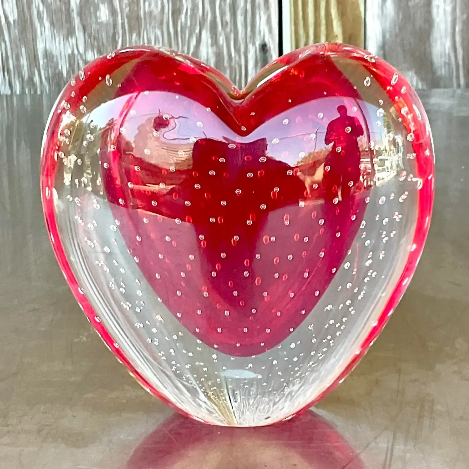 Vintage Boho Italian Ogetti Murano Glass Heart Vase — additional photo 3