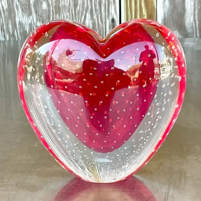 Vintage Boho Italian Ogetti Murano Glass Heart Vase — additional photo 3