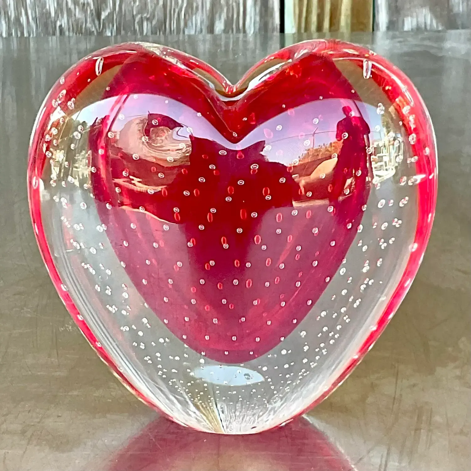 Vintage Boho Italian Ogetti Murano Glass Heart Vase — additional photo 4