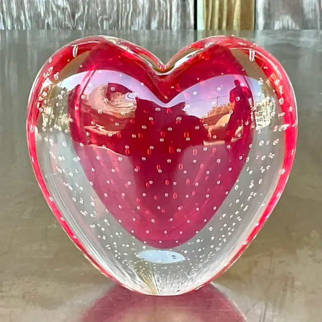 Vintage Boho Italian Ogetti Murano Glass Heart Vase — additional photo 5